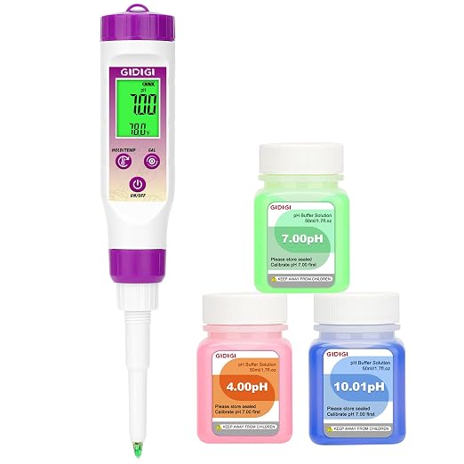 pH Meter for Food Fermentation, Spear pH Probe for Canning Salsa | ±0.01 pH tester with ATC. Replaceable probe with pH calibration kit. For bread dough, hot sauce, kombucha, cosmetics