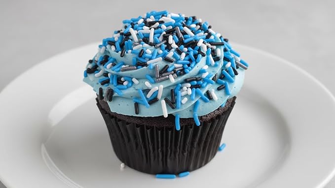 NCS Detroit Game Day Blue, Black, White, & Silver Jimmies Edible Sprinkles – Cupcake, Cake & Cookie Decorations, 7 oz