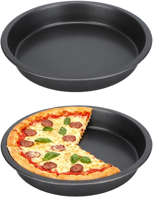6 inch Pizza Pan Set of 2, Nonstick Carbon Steel Deep Dish Pizza Pan for Oven, Personal Round Baking Tray Bakeware for Home Kitchen Baking Cookie Pie Pizza Cake, Dishwasher Safe (6in)