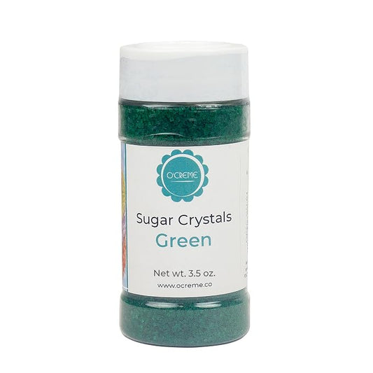 O’Creme Sugar Crystals - Coarse Sugar for Cookie Decorating - Eye-Catching Sugar Crystals – Coarse Sugar for Unique Cake Toppings, Cupcakes and Cookies – Ideal Decoration Solution - 3.5 Ounce Green