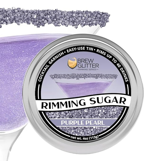 Brew Glitter - Purple Rimming Sugar (4oz, 1x Bar Tin) Cocktail Garnish for Mixed Drinks & Refreshments