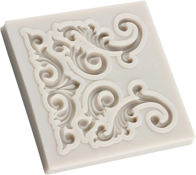 Baroque Silicone Molds - Curlicues Scroll Lace 3D Sculpted Fondant Relief Flower Filigree Molds For Cake Decorating Cupcake Topper Chocolate Gum Paste Candy Polymer Clay