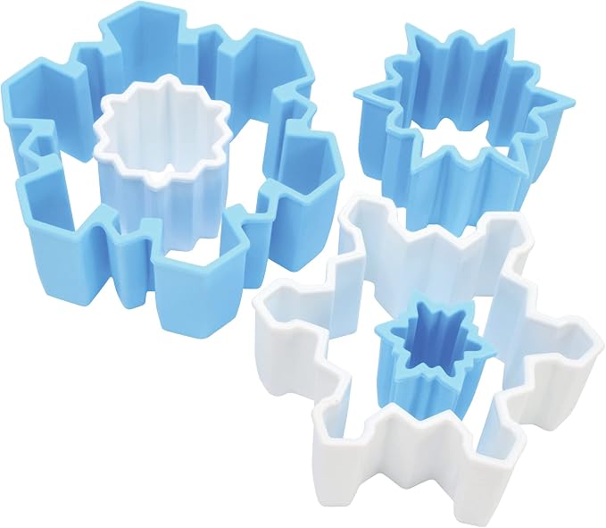 R&M International Snowflake Cookie and Biscuit Cutters, Assorted Sizes, Bright Colors, 5-Piece Set
