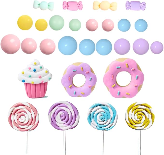 Candy Cake Topper Candyland Cake Topper with Lollipop Donut Ice Cream for Sweet Theme Cake