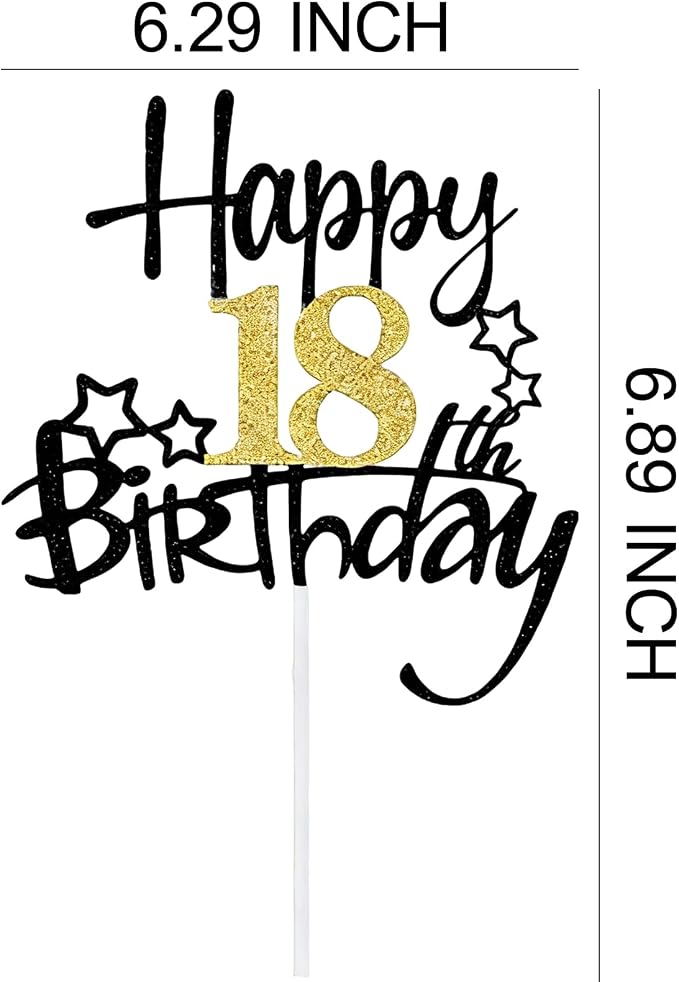 Happy Birthday Cake Topper Party Decorations for Kids Baby Showers, Themed Parties Happy Birthday Celebrations for Cake Decor Enthusiasts (Black,Gold1)