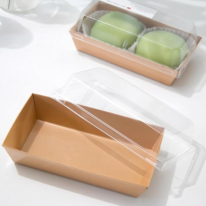 Ocmoiy Small Charcuterie Boxes with Clear Lids, 6x3 Inches, 50 Pack, Brown | To Go Paper Sandwich Containers, Disposable Bakery Treat Boxes, For 2 Cupcakes, Dessert, Muffin, Hot Cocoa Bomb, Strawberries