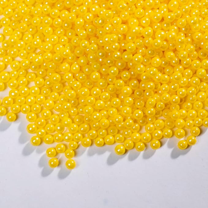 Yellow Sprinkles Edible Pearl Sprinkles,Cake Sprinkles130g 4.6OZ,Cookie sprinkles,Sugar Pearl, Edible Candy Pearls for Cake Cupcake Decorationg (4mm-Yellow)