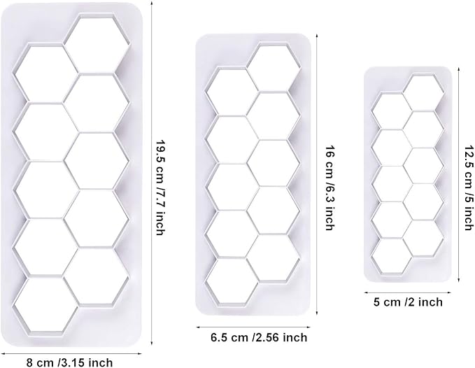 Mity rain Hexagon Cookie Cutter - Geometric Multicutter- Football Cake Fondant Cutter - 3 Size,Hexagon Biscuit Cutters,Novel Creative Cake Decorating