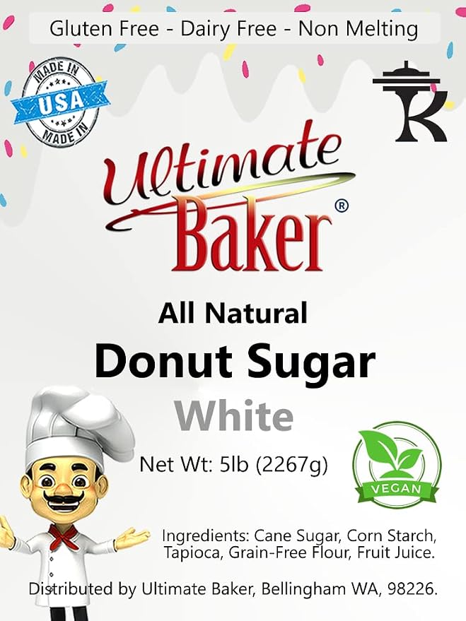 Ultimate Baker Vegan Non-Melting White Donut Sugar & Dusting Powder, White Snow Sugar Coating for Donuts and Icing, Gluten Free (80oz (5lbs))