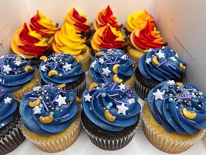 SE Si&Moos Moon and Star Sprinkles Edible Gold and White Star Sprinkles Gold and Silver Moon Cake Decoration Celestial Decorations for Party Baby Shower Birthday Holiday Supplies 3.5 OZ