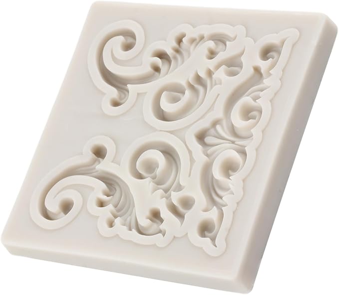 Baroque Silicone Molds - Curlicues Scroll Lace 3D Sculpted Fondant Relief Flower Filigree Molds For Cake Decorating Cupcake Topper Chocolate Gum Paste Candy Polymer Clay