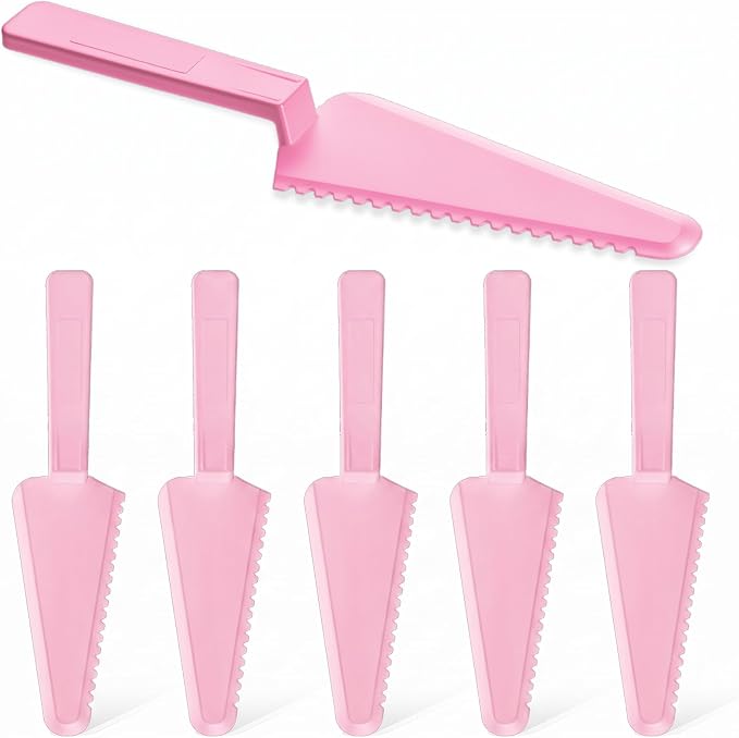 6 Pcs Plastic Cake Knife, 9.1inch Plastic Cake Cutter, Plastics Pizza Cutters for Wedding Party, Pie, Pastry Slicer Serving Utensils for Kitchen