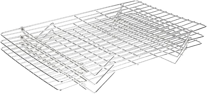 Restaurantware Met Lux 15.7 x 9.8 x 8.3 Inch Wire Baking Rack Set 1 Dishwashable Oven Wire Rack Set - 3-Tier Design Oven-Ready Up To 575F Stainless Steel Cooling Rack Set With Collapsible Feet