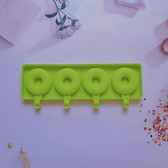 Doughnuts Shape Silicone Mold Ices Stick Cream Tray Cubes Making Tool Cake Candy Easy to Cubes Tray Popsicles Maker Baking Cake