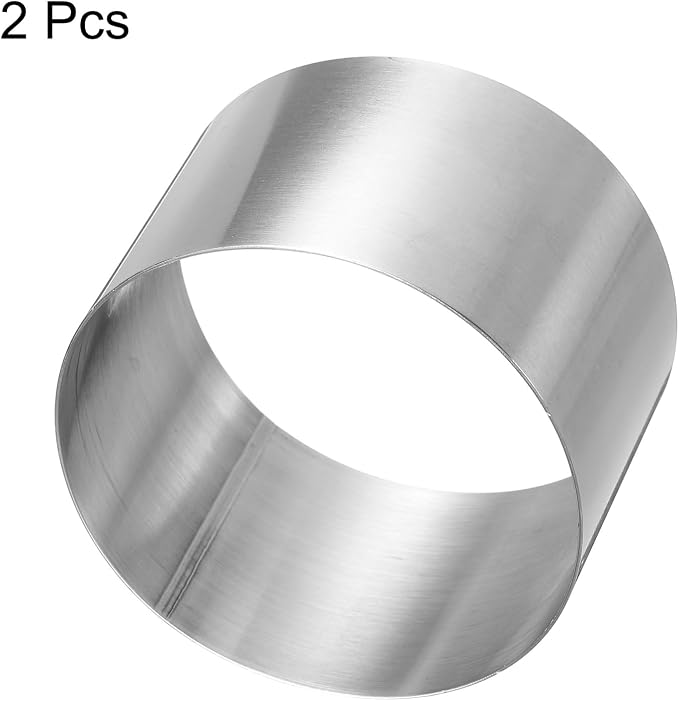 HARFINGTON 2PCS Round Cake Ring 3.14 x 2 Inch Seamless Stainless Steel Pastry Mousse Dessert Ring Mirror Coating for Baking Cooking Making Tool