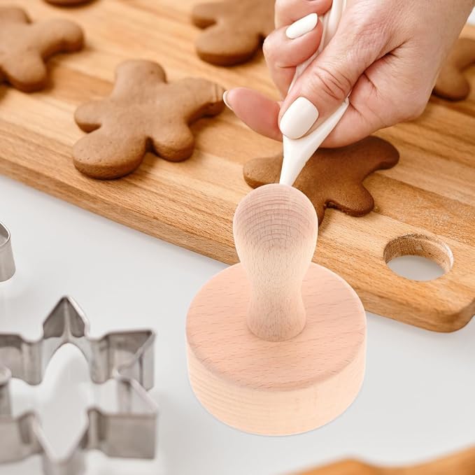 PRETYZOOM Tart Tamper with Wooden Handle – 3.85"" x 2.79"" x 2.79"" Pastry Press Rod for Consistent French Tart Shell Shaping & Crust Tamping – for Baking, DIY Desserts, Chefs & Beginners
