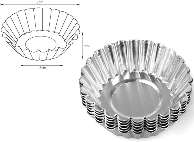 10 Pcs Aluminum Egg Tart Mold Baking Cups,Cupcake Cake Cookie Pudding Lined Mould Tin Baking Tool