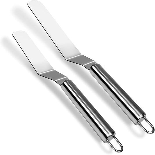 2 Pcs Offset Spatula Set with 6" & 8" Blade, Stainless Steel Icing Spatula Cake Decorating Tools Frosting Smoother for Cake Decorating, Baking