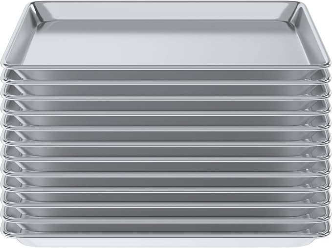 Pack of 12 | Size 13 in. x 18 in. Half Size Aluminum Bun. / Sheet Pan | Ideal for baking, roasting, cooling, prepping, or storing - a must-have in restaurants, bakeries, and busy kitchens.
