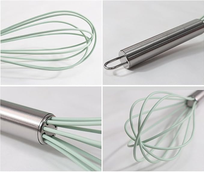1-Piece Stainless Steel Whisk BRIIEC 10-inch Egg Beater Milk Beater Balloon Whisk Manual Baking Tool for Blending Stirring Whisking and Beating - Full Steel