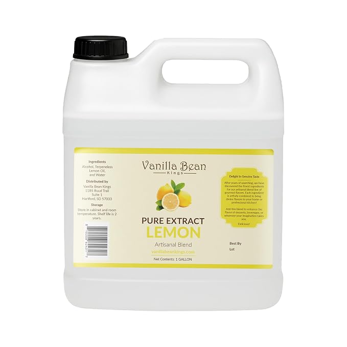 Pure Lemon Extract for Baking and Flavoring - Premium Quality Natural Flavors for Baked Goods, Desserts, & Cooking - 1 Gallon