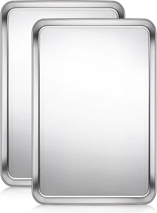Terlulu Baking Sheet, Cookie Sheet, Stainless Steel Baking Pan, 2 Piece-19.6''x 13.8'' x 1.2'', Large Sheet Pan for Oven, Baking Tray for Baking&Roasting, Nonstick&Nontoxic&Easy Clean