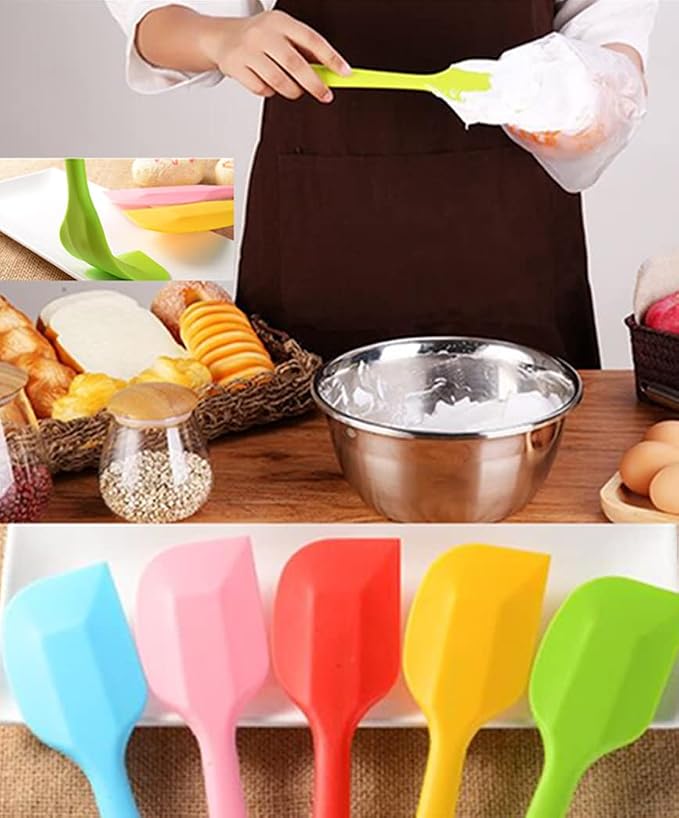 8 Piece Heat Resistant Silicone Spatula Set | Non Stick Rubber Spatula Kitchen Utensils for Cooking,Baking,and Mixing,Multicolor