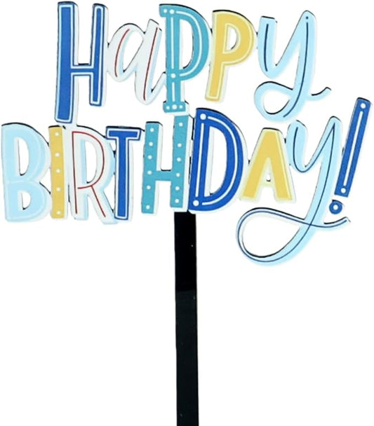 ZHENGYE Happy Birthday Cake Topper Blue Decoration For Birthday Decorations Supplies