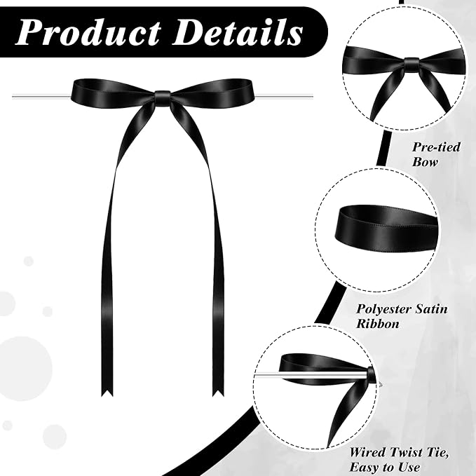Bow Cake Toppers 18 PCS Black Ribbon Bows for Cake with 1 PCS Happy Birthday Cakes Topper Coquette Themed Bow Birthday Decorations for Wedding, Bridal Shower, Baby Shower, Bachelorette