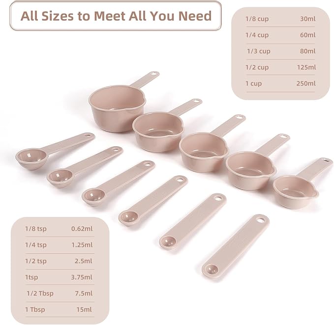 11PCS Measuring Spoons and Measuring Cups Set, Stackable Cups and Spoons, Nesting Cups Spoon for Cooking Baking Supplies, Kitchen Gadgets Essentials Tools