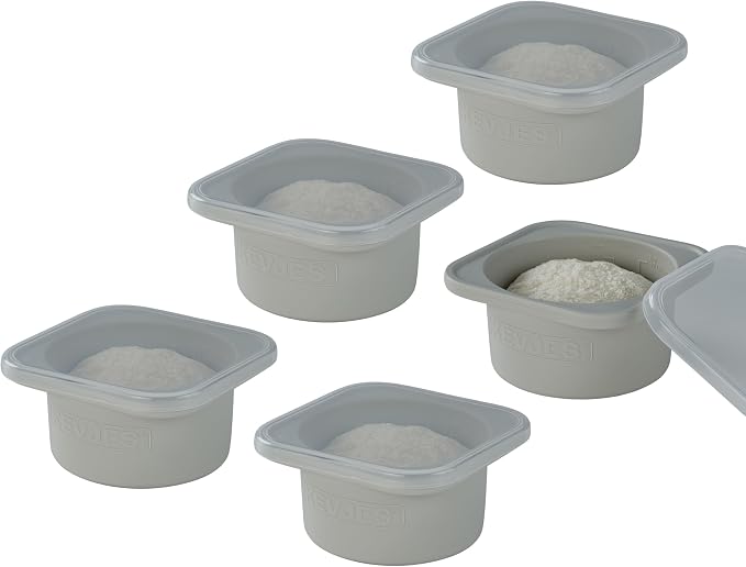 Stackable Silicone Artisan Pizza Dough Proofing Proving Containers with Lids-2/3/4/5 pack-500ml portion (Grey, 5 PACK)