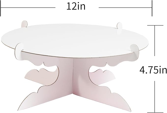 2pcs 12 inch One Tier Cardboard Cake Stands for Party, White Cupcake Stands for Birthday Wedding DIY Dessert Decoration