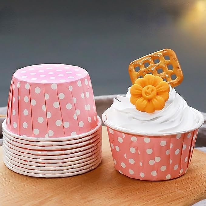 Cupcake Liners 50 Pack, Miliocry 3.5oz Mini Cupcake Cups for Baking, Disposable Paper Baking Cups Cake Containers Muffin Liners Wrappers Holders for Wedding Birthday Party Pink