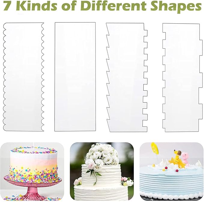 9-Piece Clear Cake Decorating Scraper Set – 4Pcs Large Acrylic Icing Smoothers and Edge Combs,5Pcs Flexible Plastic Cake Scraper Smoother,Mousse Baking Projects for Buttercream, Frosting (clear)
