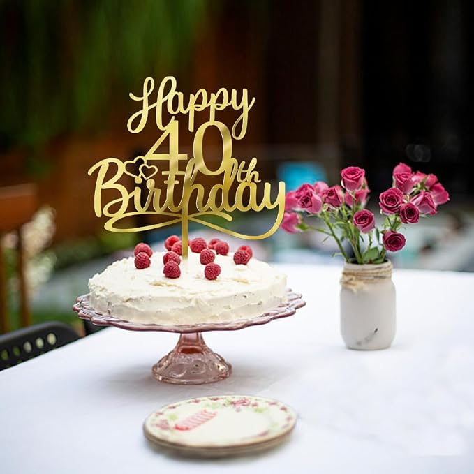 Sleyberoy Acrylic Happy 40th Birthday Cake Topper- Hello 140,Cheers to 40 Years,40th Anniversary/Birthday Party、 men and women Happy forty Birthday Selected cake decoration (40th)