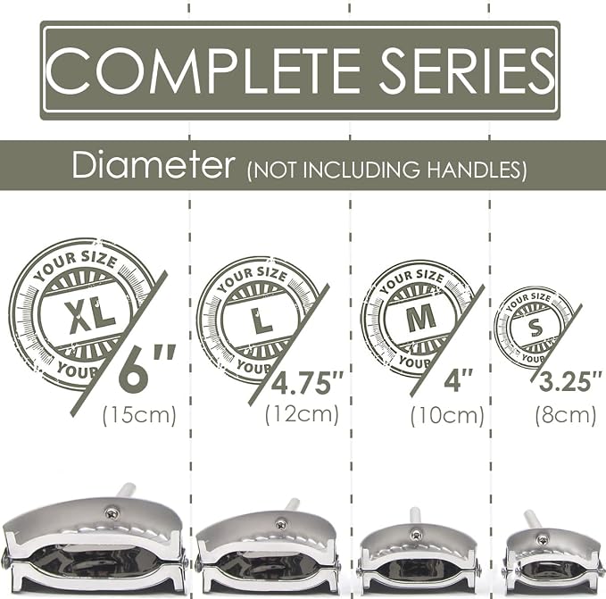 KAYCROWN Empanada Maker Press, Stainless Steel Dumpling Maker Set, 2-in-1 Dough Cutter Dumpling Mold Set for Ravioli, Pierogi, Turnovers, Calzone, Dumpling, 4 Sizes (XL/6"+L/4.75"+M/4"+S/3.25")