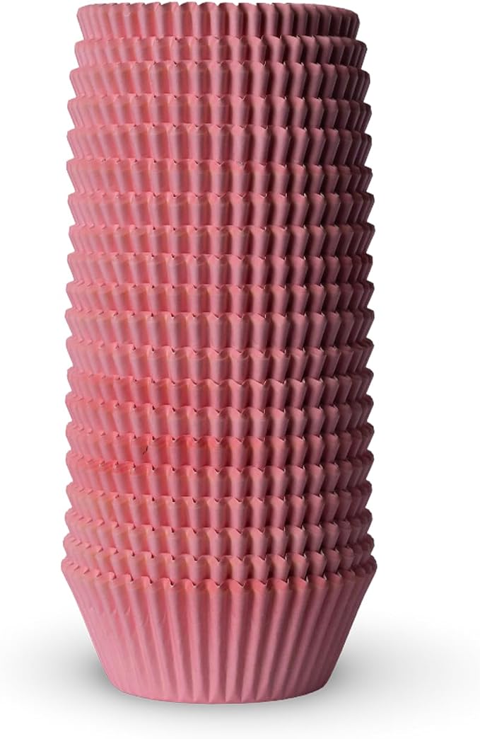 200 Paper Cupcake Liners, Muffin Liners or Baking Cups for Desserts, Muffins, Cupcakes and More Treats; Grease Proof, No Smell, Food Grade, Nut Serving Containers (Pink)