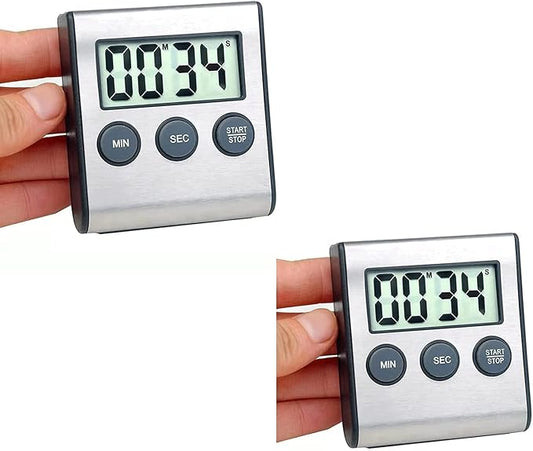 2 Pack Digital Magnetic Countdown Timer with Loud Alarm for Cooking, Baking, Sports Games
