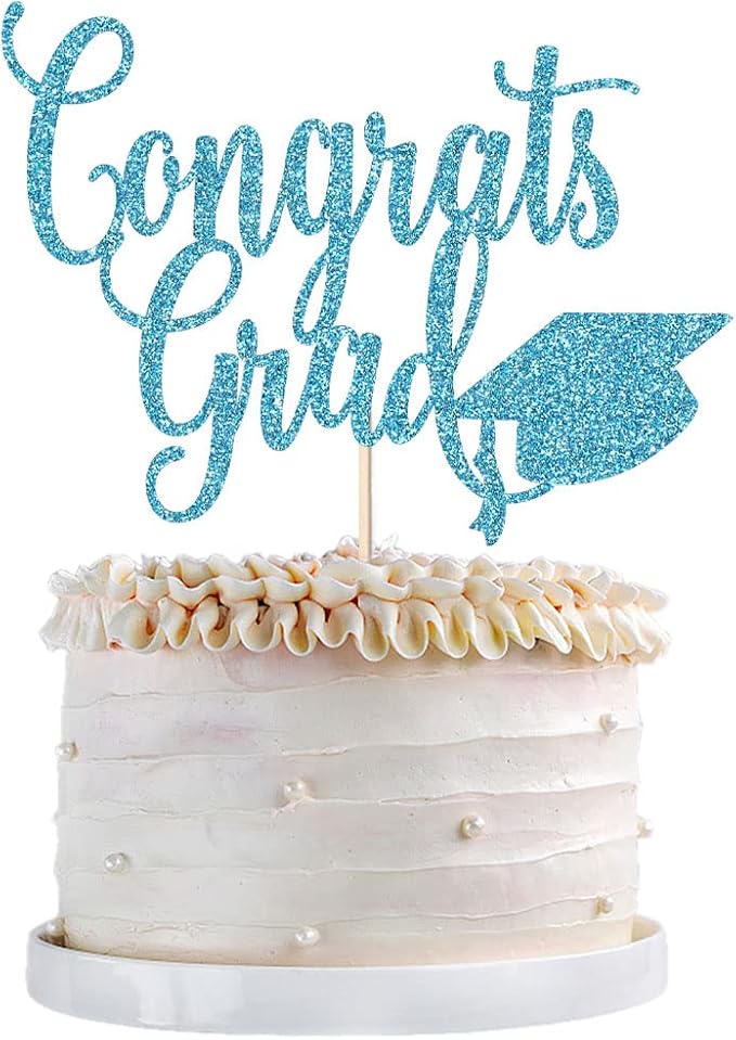 Congrats Grad Cake Topper,2026 Graduation Cake Topper, Congrats Grad Decorations,2026 High School/College/Senior Graduation Party Decorations Supplies. (blue)