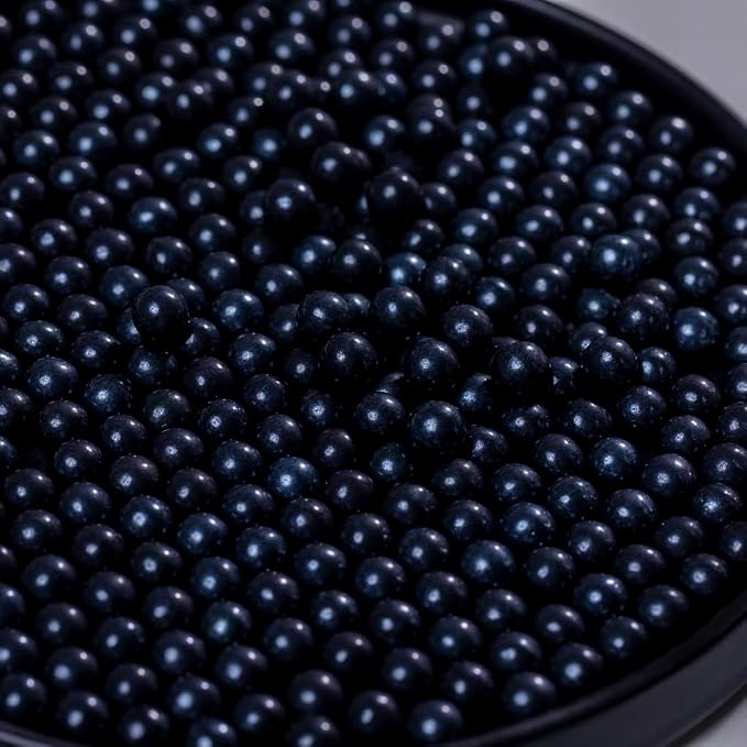 Black Edible Cake Pearls Sprinkles130g 4.6OZ,Cookie Sprinkles,Sugar Pearl, Edible Candy Pearls for Cake Cupcake Decorationg (7mm-Black)