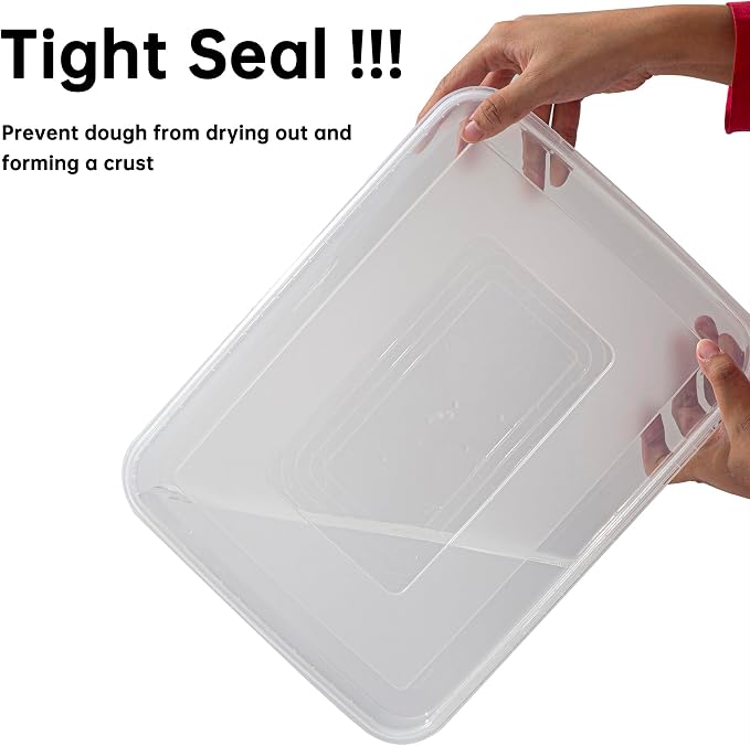 2 Pack Transparent Proofing Box, Observable Pizza Dough Proofing Box, Sealed Pizza Dough Proofing Container whit Lid (White)
