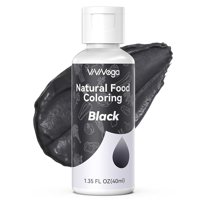 Dye-Free Food Coloring, Natural Food Coloring Gel No Artificial Dyes, Non-Toxic, Natural Food Dye for Icing, Frosting, Cake Decorating, 40 Milliliters - Black