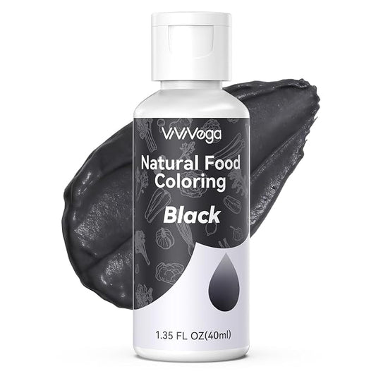 Dye-Free Food Coloring, Natural Food Coloring Gel No Artificial Dyes, Non-Toxic, Natural Food Dye for Icing, Frosting, Cake Decorating, 40 Milliliters - Black