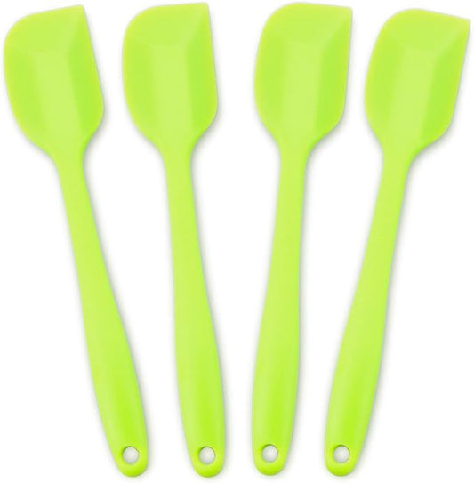 4‑Piece Silicone Spatulas Set Heat Resistant 600°F Seamless Steel‑Core Rubber Spatulas for Nonstick Cookware ALLWIN HOUSEWARE Uniform Length Kitchen Spatulas for Cooking & Baking, Green