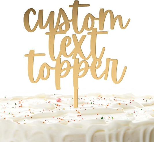 Simple & Sentimental Custom Name Cake Topper | Personalized Acrylic Wedding Cake Topper - Gold, 1 Count