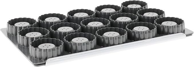 Mallard Ferriere 15-Fluted-Cavity Tartlet Cutter and Baking Pan with 15 Round Cavities 45 Millimeters Diameter x 8 Millimeters High
