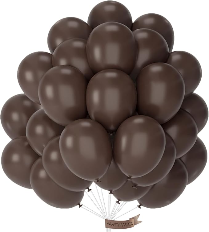 PartyWoo Dark Brown Balloons 100pcs 12 Inch Boho Coffee Neutral Fall Latex Helium Balloons for Graduation Baby Shower Anniversary Thanksgiving Birthday Autumn Theme Party Decorations Brown-F20