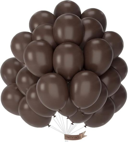 PartyWoo Dark Brown Balloons 100pcs 12 Inch Boho Coffee Neutral Fall Latex Helium Balloons for Graduation Baby Shower Anniversary Thanksgiving Birthday Autumn Theme Party Decorations Brown-F20