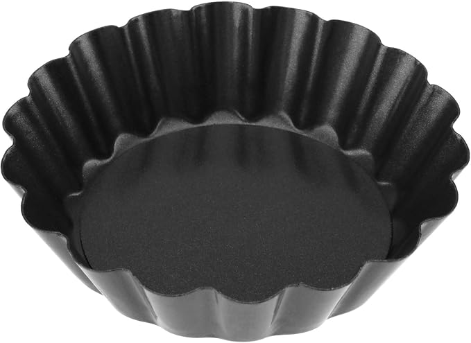 18 PCS 3 Inch Egg Tart Pan with Removable Bottom, Black Mini Tart Tins for Baking Cooking