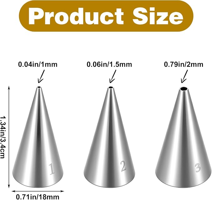 3 Pcs Small Piping Tips Round Icing Tips Set Cookie Decorating Tip for Frosting Nozzles for Detail Writing,Cookie Cupcake Decorating Pastry